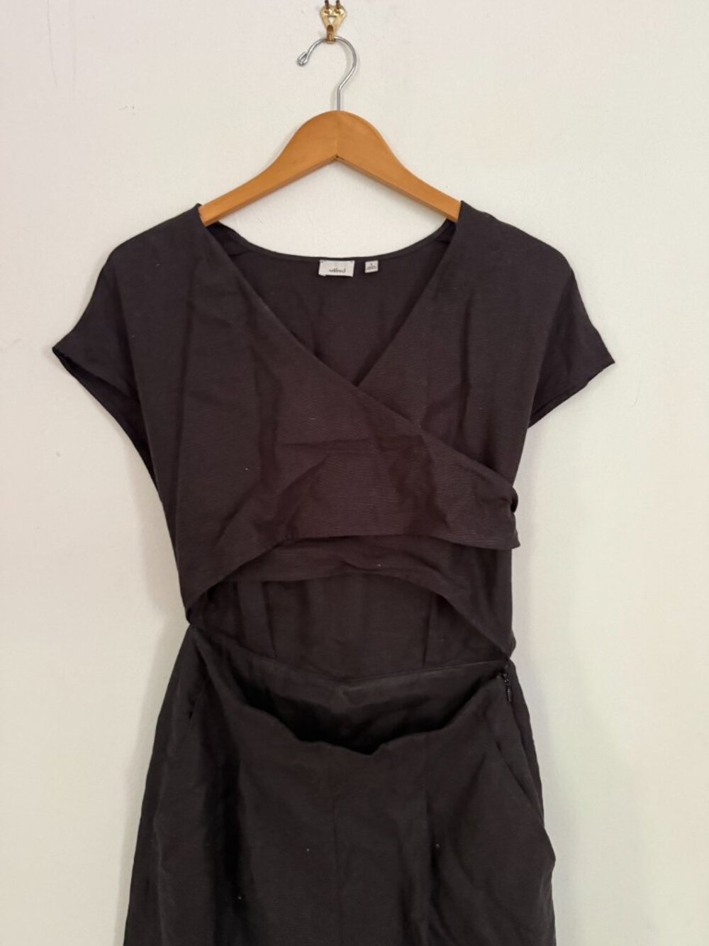 Wilfred Black Wrap Front Wide Leg Jumpsuit